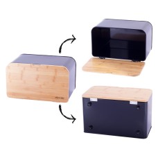 Хлібниця з нержавіючої сталі з відкидною кришкою з дерева Kamille KM-1116 - 36 см