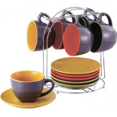Чайний набір Wellberg Kaleidoscope 6 чашок 220 мл і 6 блюдець на підставці WB-23609