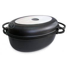 Гусятница алюминиевая с крышкой сковородой Lessner 55874 Black Pro New 8,6 л