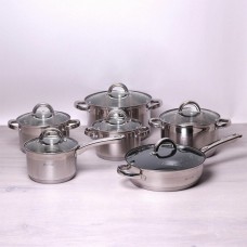 Набор посуды Kamille из нержавеющей стали 12 предметов для индукции и газа (1.8 л, 2.5 л, 3.8 л, 5.8 л)