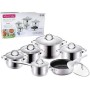 Набор посуды Kamille из нержавеющей стали 12 предметов для индукции и газа (1.8 л, 2.5 л, 3.8 л, 5.8 л)