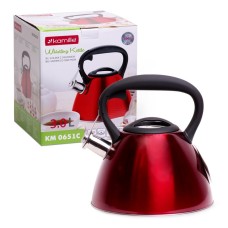 Чайник Червоний Kamille 3л з нержавіючої сталі зі свистком KM-0651C