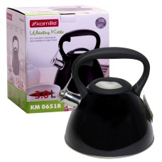 Чайник Kamille 3л из нержавеющей стали со свистком (черный) KM-0651B