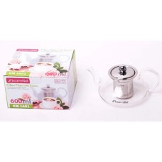 Заварник Kamille KM 1601 со съемным ситечком 600 мл (стекло, нержавеющая сталь)