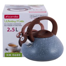 Чайник Kamille 2.5л из нержавеющей стали со свистком  KM-0680