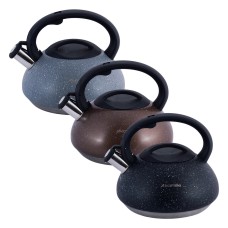 Чайник Kamille 3 литра ЧЕРНЫЙ КОРИЧНЕВЫЙ  из нержавеющей стали со свистком (Польша) KM-0855