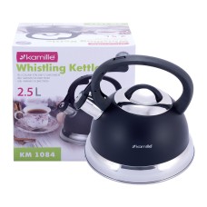Чайник Kamille 2,5л из нержавеющей стали со свистком и бакелитовой ручкой для индукции и газа KM-1084