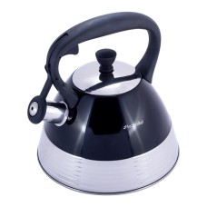 Чайник Kamille 3л из нержавеющей стали со свистком и нейлоновой ручкой для индукции и газа KM-1085