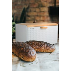 Хлібниця Kamille Біла з нержавіючої сталі та бамбука KM-1119