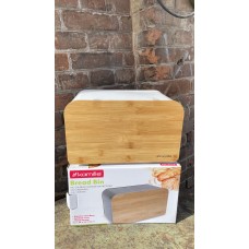 Хлібниця Kamille з нержавіючої сталі з дерев'яною відкидною кришкою KM-1116