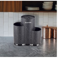 Чорна підставка для ножів та кухонних приладдя Kamille 22 см KM 7608