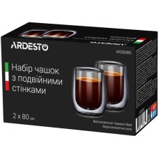 Набір чашок Ardesto для еспресо з подвійними стінками 80 мл 2 шт AR2608G