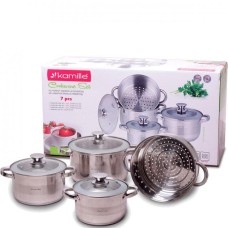 Набор кастрюль с пароваркой Kamille 7 предметов (2.9л, 3.9л, 6.5л) KM-4502S