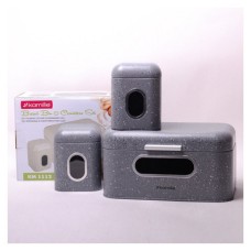 Хлібниця Kamille Сірий 30см з нержавної сталі з 2 ємностями для зберігання KM-1112