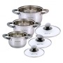Набор кастрюль Kamille из нержавеющей стали 6 предметов для индукции и газа (1.0л, 1.5л, 2.0л) KM-4926