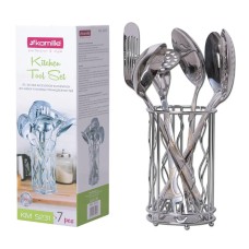 Набір кухонних приналежностей (цільнолиті, нелегкі) Kamille 7 предметів в комплекті з підставкою KM-5231
