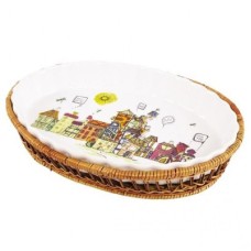 Форма керамическая для запекания 2.1 л с ротанговой корзинкой Kamille 6300