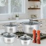 Набор кастрюль Ofenbach из нержавеющей стали 8 предмета для индукции и газа(1.1л, 1.7л, 2.4л, 3.4л) KM-100004
