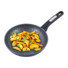 Сковорода Kamille 24см с антипригарным покрытием черный мрамор из алюминия для индукции и газа KM-5387MR