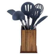 Набір кухонних приналежностей в дерев'яній підставці з нейлону Kamille KM-5034 (7 пр)