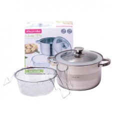 Кастрюля с пароваркой Kamille Springfield 6.5 л Ø24 см индукционная со стеклянной крышкой  (KM-4514S)