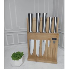 Набір з 7 предметів Kamille 5 ножів з нержавіючої сталі та підставка з дошкою KM-5168