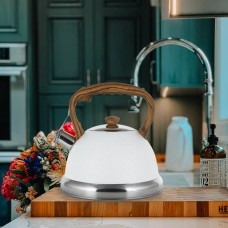 Чайник білий Kamille 2.7л з нержавіючої сталі зі свистком (KM-1098)