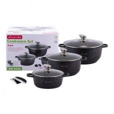 Набор кастрюль с крышками 7 предметов с мраморным антипригарным покрытием (20, 24, 28 см) Kamille KM-4430