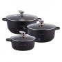 Набор кастрюль с крышками 7 предметов с мраморным антипригарным покрытием (20, 24, 28 см) Kamille KM-4430