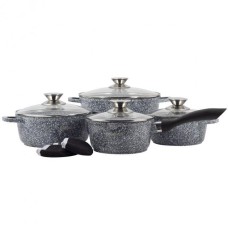 Набір посуду мармур Ofenbach 9 предметів з прихватками (ківш 16см, кастр.16см,20см,24см) KM-100505