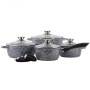 Набір посуду мармур Ofenbach 9 предметів з прихватками (ківш 16см, кастр.16см,20см,24см) KM-100505