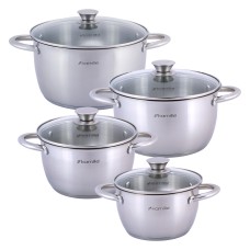 Набір кастрюль Kamille 8 предметів (1,5л, 2л, 3л, 5л) з нержавіючої сталі KM-4904