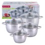 Набір кастрюль Kamille 8 предметів (1,5л, 2л, 3л, 5л) з нержавіючої сталі KM-4904