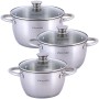 Набор посуды Kamille из нержавеющей стали 6 предмета для индукции и газа (1,5л, 2л, 3л) KM-4905