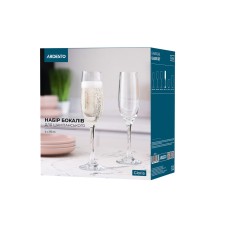 Набор бокалов для шампанского ARDESTO Gloria 6 шт, 215 мл, стекло AR2621GC