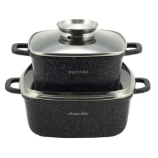 Набор посуды Kamille 5 предметов (20см, 24см., прихватки) из литого алюминия KM-4434