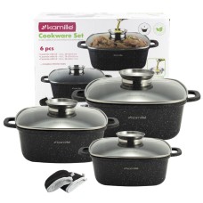 Набор посуды Kamille 7 предметов (20см, 24см., 28 см прихватки) из литого алюминия KM-4435