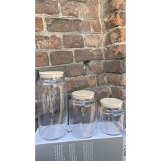 Скляна ємність з кришкою Бамбук Силіконова вставка для герметичності об'єм 635 мл Туреччина