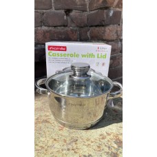 Каструля з кришкою Kamille 3.0л з нержавіючої сталі та порожнистими ручками для індукції та газу KM-4912