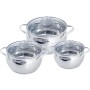 Набір важких каструль Kamille з нержавіючої сталі 6 предметів для індукції та газу (2.1л, 3.7л, 6.1л) KM-5911