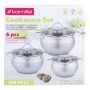 Набір важких каструль Kamille з нержавіючої сталі 6 предметів для індукції та газу (2.1л, 3.7л, 6.1л) KM-5911