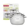 Набір важких каструль Kamille з нержавіючої сталі 6 предметів для індукції та газу (2.1л, 3.7л, 6.1л) KM-5911