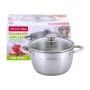 Кастрюля с крышкой Kamille 2 л из нержавеющей стали и полыми ручками для индукции и газа KM-4901