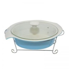 Мармит 1,4 л блакитного кольору зі скляною кришкою Krauff