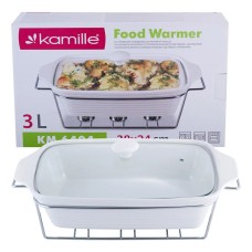 Керамічний мармит Kamille 3 л. хромована підставка 3 свічки KM-6404