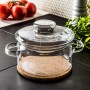 Кастрюля стеклянная с крышкой + силиконовая крышка и бамбуковая подставка Simax Gourmet 1.5 л (520/6063)