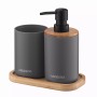 Набір для ванної кімнати Ardesto Minimalism 360мл, 3 предмета, поліпропілен, бамбук, темно-сірий ARHB3110GB