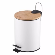 Смітник Ardesto Minimalism з педаллю, 3 л, метал, пластик, бамбук, білий ARHB3601WB