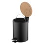 Ведро для мусора Ardesto Minimalism с педалью, 3л, металл, пластик, бамбук, черный ARHB3601BB