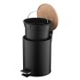 Ведро для мусора Ardesto Minimalism с педалью, 3л, металл, пластик, бамбук, черный ARHB3601BB